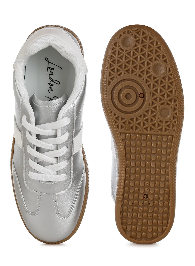 London Rag Lace-Up Metallic Sneaker in Silver