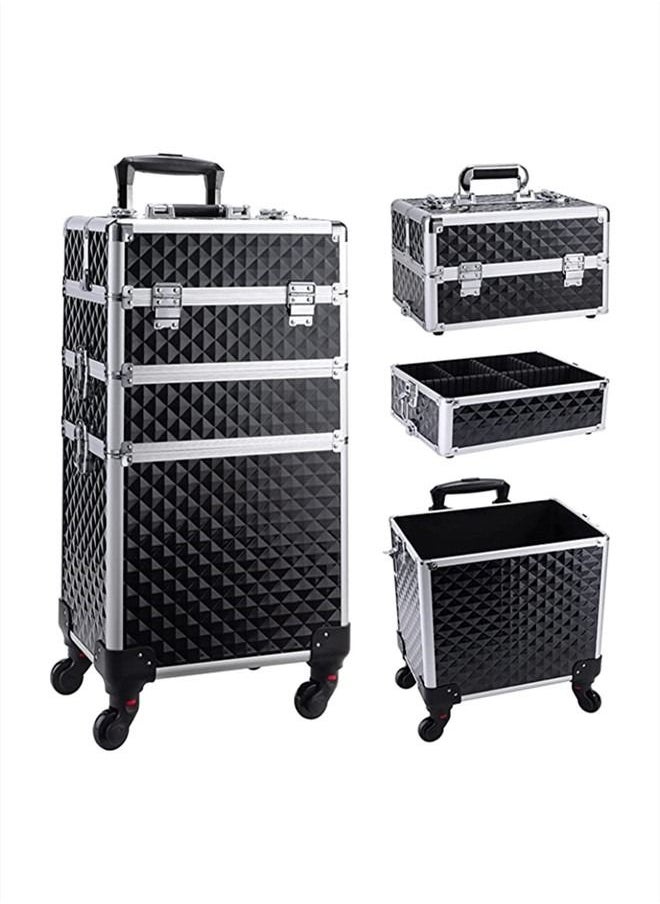 Generic - Three-layer Professional Trolley Makeup Box  Large-capacity Multi-layer Storage Box With 4 Wheels - Image 1