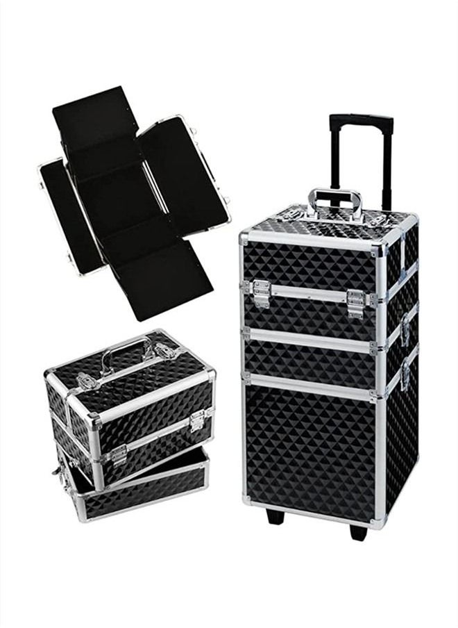 Generic - Three-layer Professional Trolley Makeup Box  Large-capacity Multi-layer Storage Box With 4 Wheels - Image 1