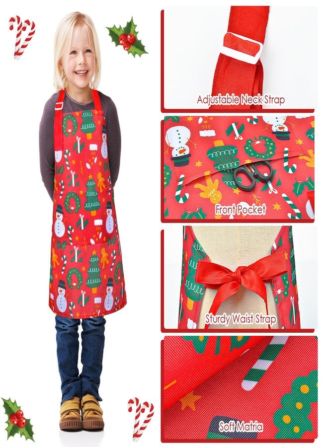 PASHOP Kids Apron and Chef Hat Set, Girls Boys Adjustable Chef Hat and Toddler Apron with Pockets for Cooking Baking Painting - Image 3