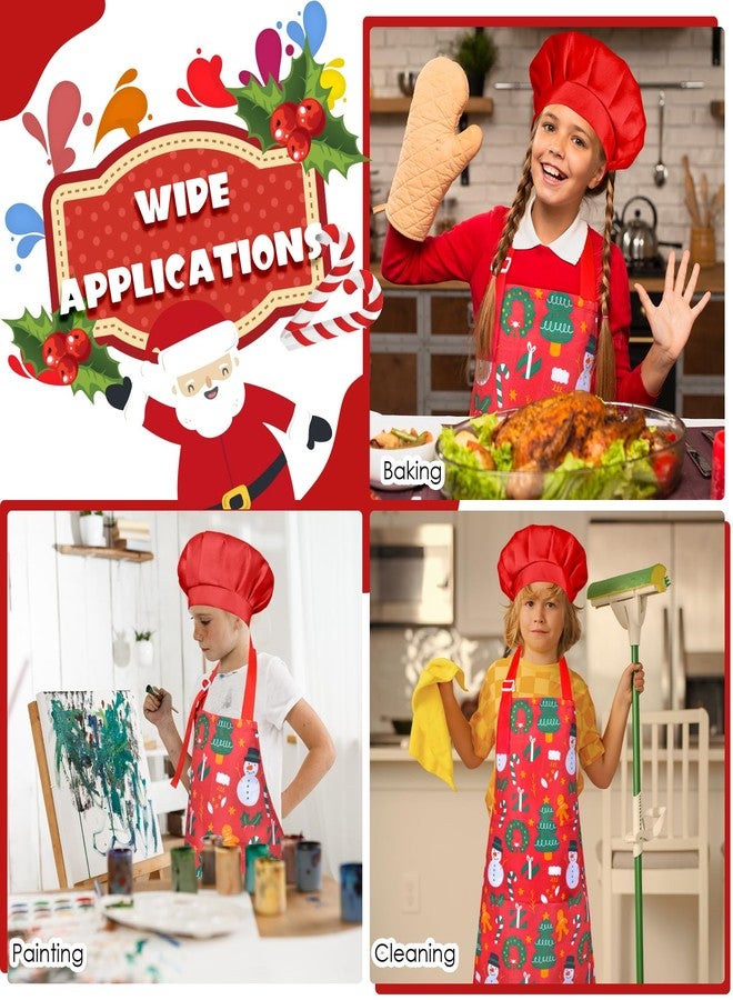 PASHOP Kids Apron and Chef Hat Set, Girls Boys Adjustable Chef Hat and Toddler Apron with Pockets for Cooking Baking Painting - Image 5