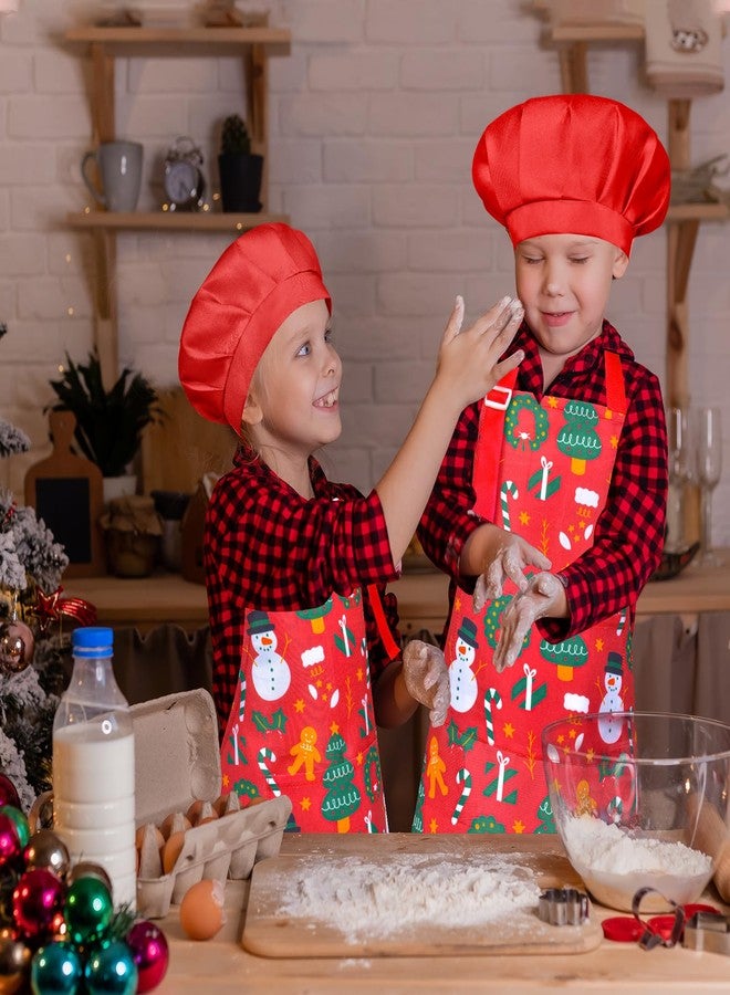 PASHOP Kids Apron and Chef Hat Set, Girls Boys Adjustable Chef Hat and Toddler Apron with Pockets for Cooking Baking Painting - Image 2