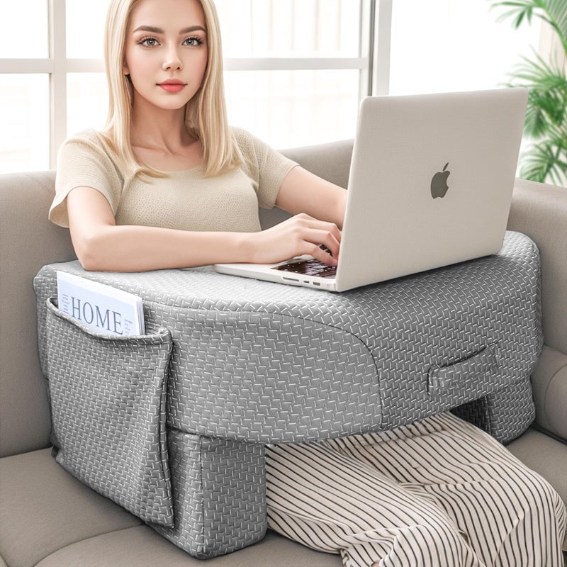 LEBENGURU Reading Pillow for Laptop, Extra Large Armrest Gaming Pillow for Working, Hight Adjustable Lap Desk Pillow for Adult Sitting in Bed, Floor, Sofa - Image 1