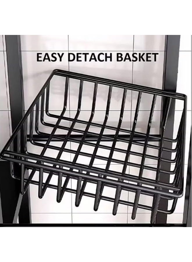 BLOOMING TIME 3 nets and 4 layers of storage racks, with sunken wire baskets, large-capacity shelf units, independent metal racks - Image 4