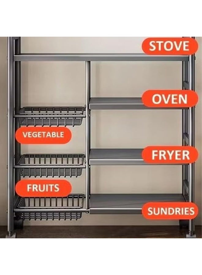 BLOOMING TIME 3 nets and 4 layers of storage racks, with sunken wire baskets, large-capacity shelf units, independent metal racks - Image 3
