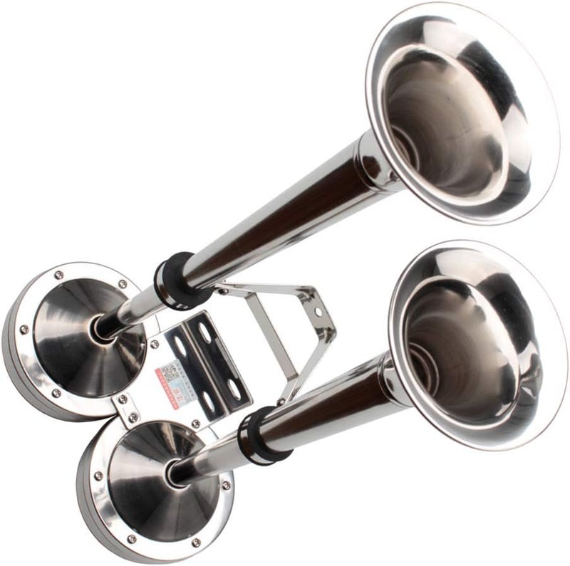 FARBIN 24V Dual Trumpet Marine Boat Horns - Stainless Steel Electric Horn with Mounting Bracket - Image 3
