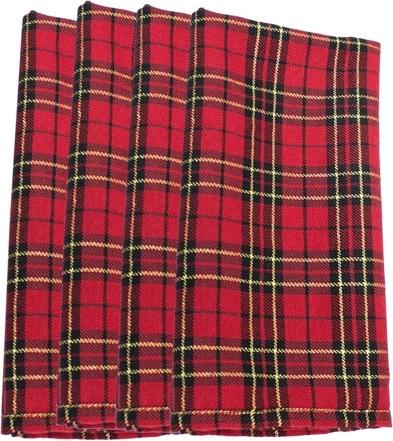 Fennco Styles Tartan Plaid Dazzle Christmas Decorative Cloth Napkins 18 W X 18 L Set of 4  Red Dinner Napkins for Winter Holidays Home Decor Family Gatherings - Image 1