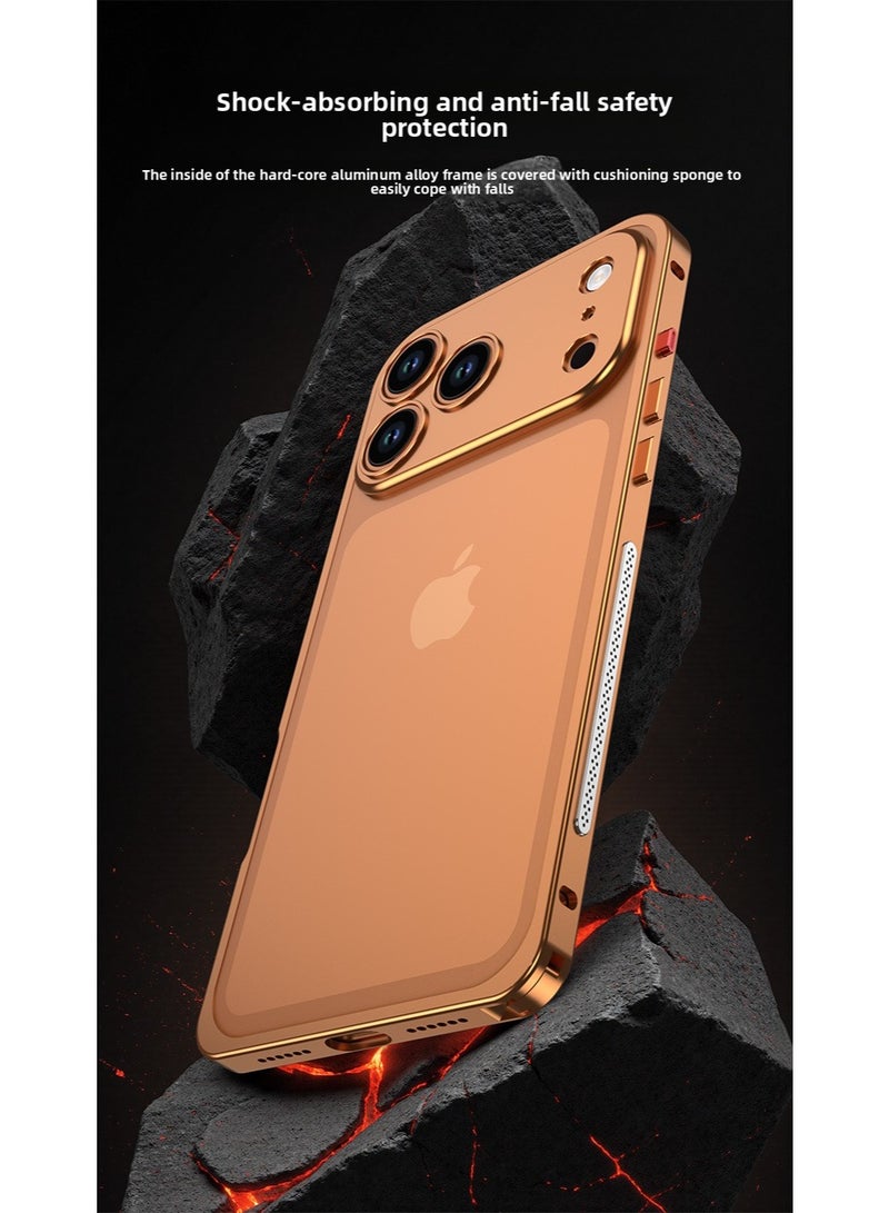 Apple iPhone 17 Pro Frame with Lens Mobile Phone Case Metal, Bare Metal Feel, Hippocampus Buckle Anti-Scratch, Camera Control Protective Cover, Ultra-Thin Metal Protective Case (Orange) - Image 5