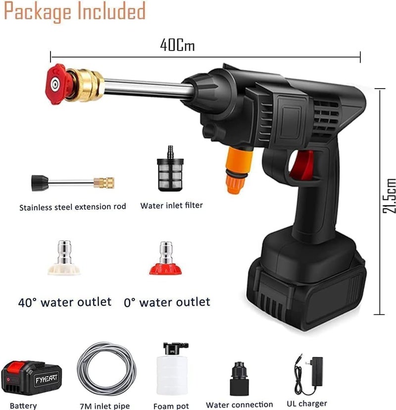DPISZONE Wireless High Pressure Washer Water Spray Gun for Car Wash Bike Washing Cleaning 48V Rechargeable Electric High Pressure Water Gun with Adjustable Nozzle and 5M Hose Pipe Multi Washing - Image 4