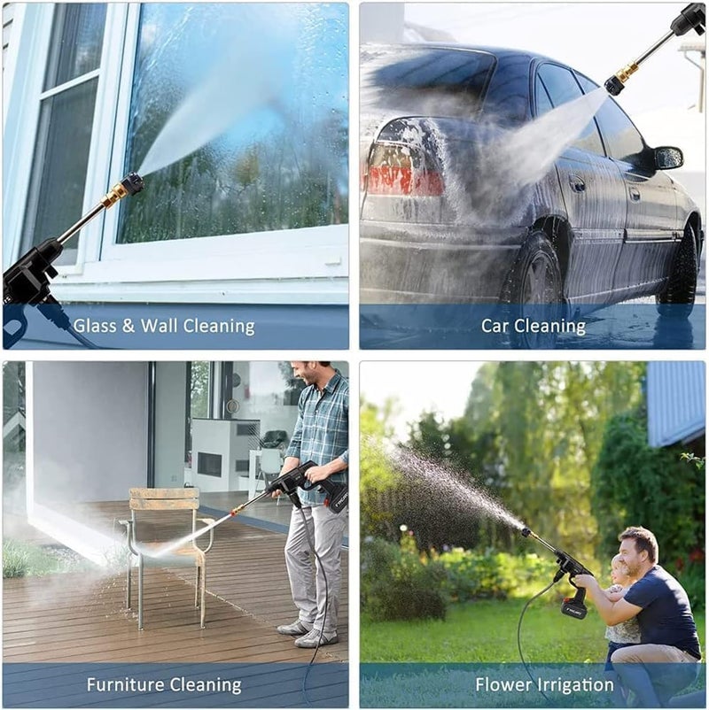 DPISZONE Wireless High Pressure Washer Water Spray Gun for Car Wash Bike Washing Cleaning 48V Rechargeable Electric High Pressure Water Gun with Adjustable Nozzle and 5M Hose Pipe Multi Washing - Image 2