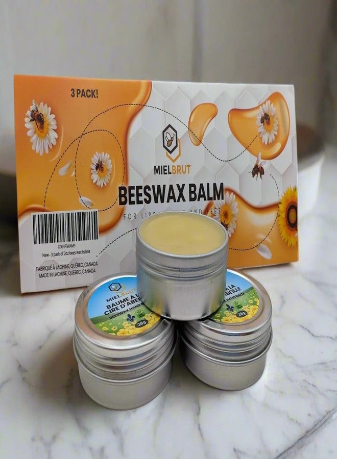 Beeswax Balm for Lips, Hands & Skin - Honey Lip Balm & Dry Skin Moisturizer Salve, Hydrating Treatment for Chapped Lips, Hands & Rough Skin. All Natural (3 Pack) - Image 1
