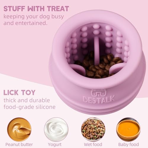 Bestalk Dog Enrichment Treat Toy, Long-Lasting Wobbly Interactive Freeze Lick Toys for Dogs, Stuffable Puzzle Feeder Toy for Boredom, Silicone Treat Dispensing Chew Toy (Pastel Purple,S) - Image 4