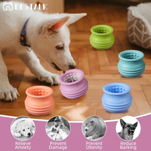 Bestalk Dog Enrichment Treat Toy, Long-Lasting Wobbly Interactive Freeze Lick Toys for Dogs, Stuffable Puzzle Feeder Toy for Boredom, Silicone Treat Dispensing Chew Toy (Pastel Purple,S) - Image 5