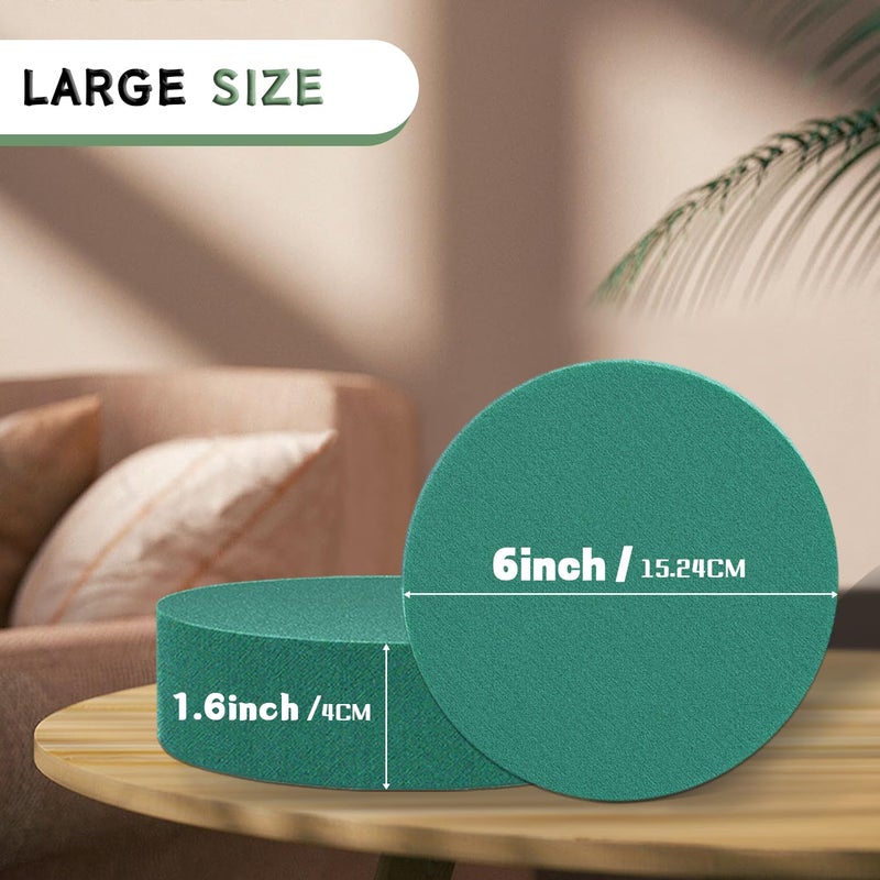 SupKing Large Floral Foam Round 6'' SUPKING Flower Foam 4Pcs Florist Foam Blocks Wet Dry Green Foam for Artificial and Fresh Flower Arrangement - Image 2