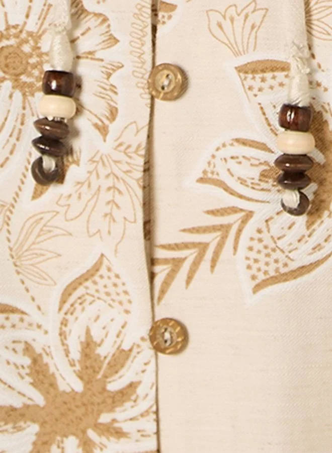 ايكونيك LINEN EMBROIDERED VOLUME SLEEVE BLOUSE