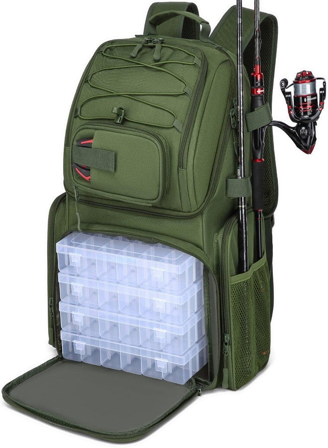 HAMBOLY Fishing Backpack with Tackle Boxes, 50L Fishing Tackle Bag with Cooler & Rod Holders, Waterproof Fishing Bag for Men - Image 1