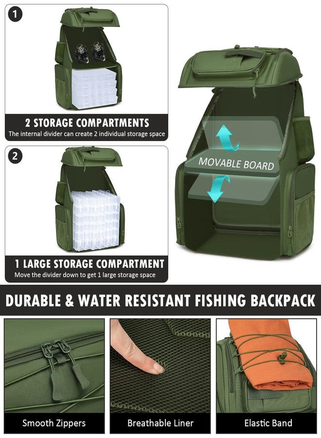 HAMBOLY Fishing Backpack with Tackle Boxes, 50L Fishing Tackle Bag with Cooler & Rod Holders, Waterproof Fishing Bag for Men - Image 2