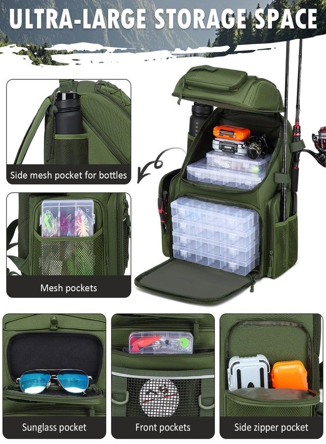 HAMBOLY Fishing Backpack with Tackle Boxes, 50L Fishing Tackle Bag with Cooler & Rod Holders, Waterproof Fishing Bag for Men - Image 4