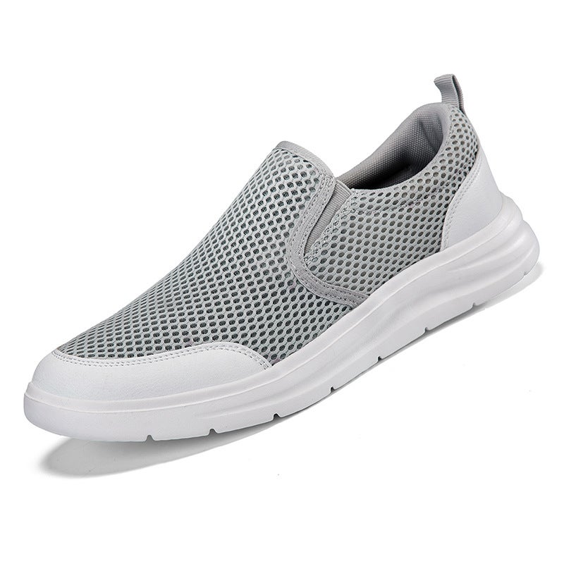 Men'S Shoes Large Size Slip-On Slip-Ons Solid Color Breathable Mesh Casual Shoes Summer Lightweight Thick-Soled Sports Shoes - Image 1