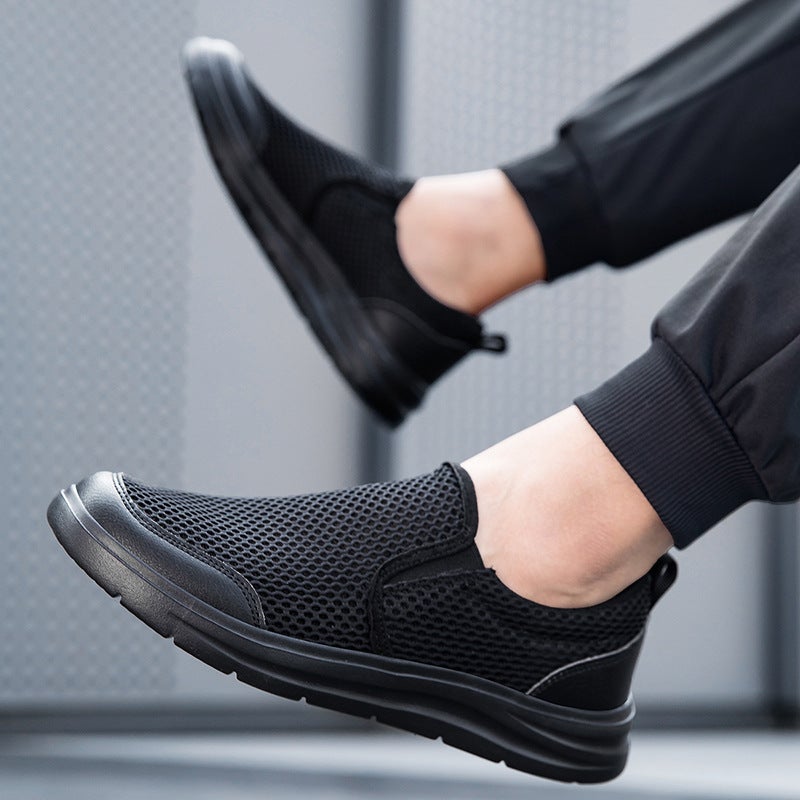 Men'S Shoes Large Size Slip-On Slip-Ons Solid Color Breathable Mesh Casual Shoes Summer Lightweight Thick-Soled Sports Shoes - Image 5