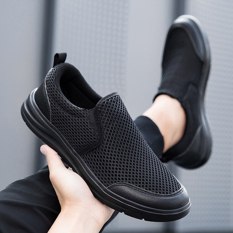 Men'S Shoes Large Size Slip-On Slip-Ons Solid Color Breathable Mesh Casual Shoes Summer Lightweight Thick-Soled Sports Shoes - Image 4