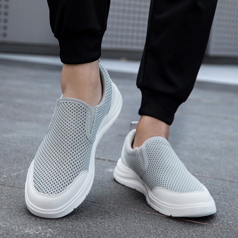 Men'S Shoes Large Size Slip-On Slip-Ons Solid Color Breathable Mesh Casual Shoes Summer Lightweight Thick-Soled Sports Shoes - Image 3