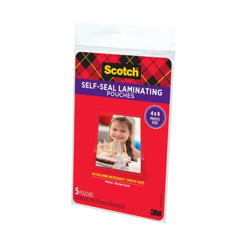 Scotch Self-Sealing Laminating Pouches, Gloss Finish, Photo Size 4 x 6 Inches, 5/Pack - Image 2