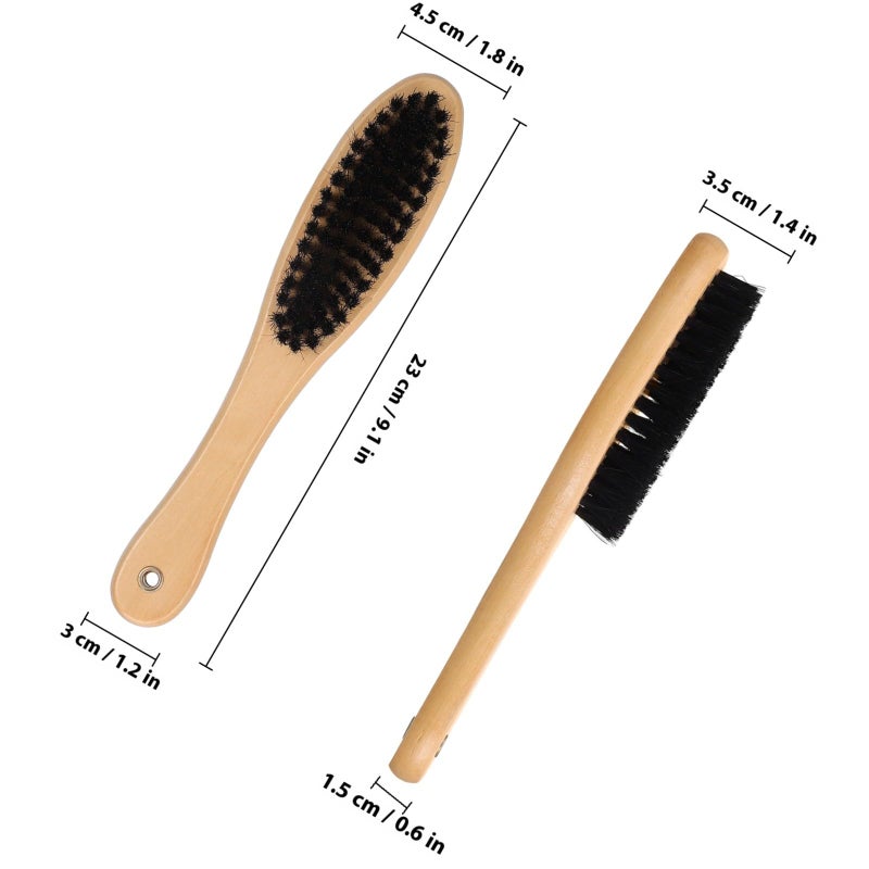 Wood Handle Clothes Brush Cat Hair Remover with Black Boar Bristles for Garments Shoes and Household Use - Image 3