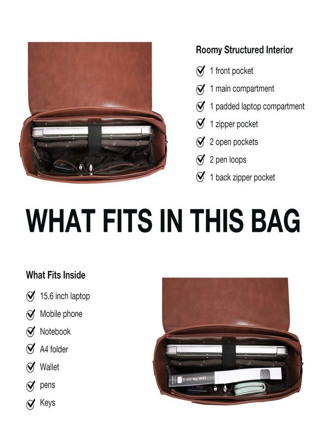 إكوسوسي حقيبة إيكوسوسي النسائية، مصنوعة من الجلد النباتي، حقيبة كمبيوتر محمول مقاس 15.6 بوصة للعمل، حقيبة كتف مزودة بفيونكة قابلة للفصل، لون بني فاتح - Image 3