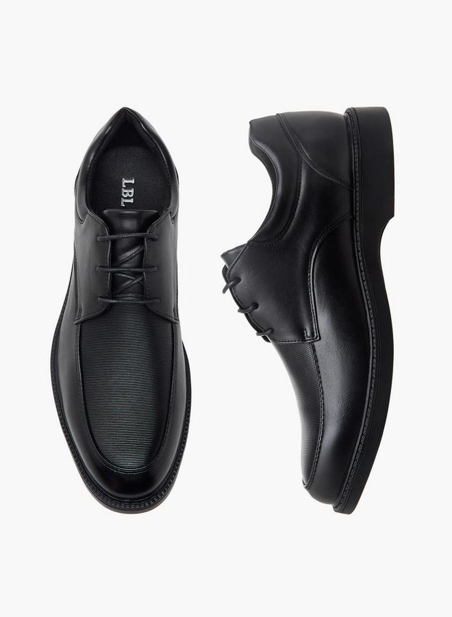 LBL by Shoexpress Men Ribbed Lace-Up Derby Shoes - Image 1
