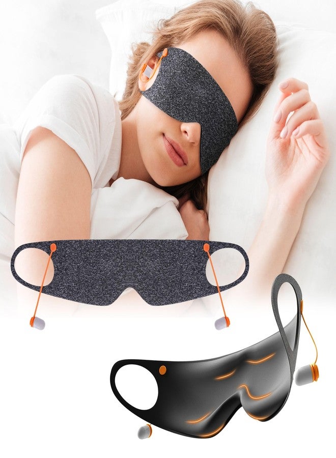 FRESHME 3D Eye Mask with Ear Loop - Lash Extensions Blackout Blindfold Glasses Sleep Mask with Removable Ears Plugs for Sleeping Noise Cancelling Travel Airplane, Eye Cover for Women Men Side Sleeper - Image 1