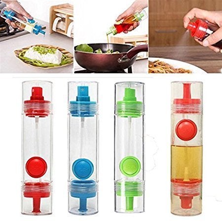 PRETOX 2 Way Cooking Bottle Spray Oil Sauce Vinegar Dispenser Multicolor