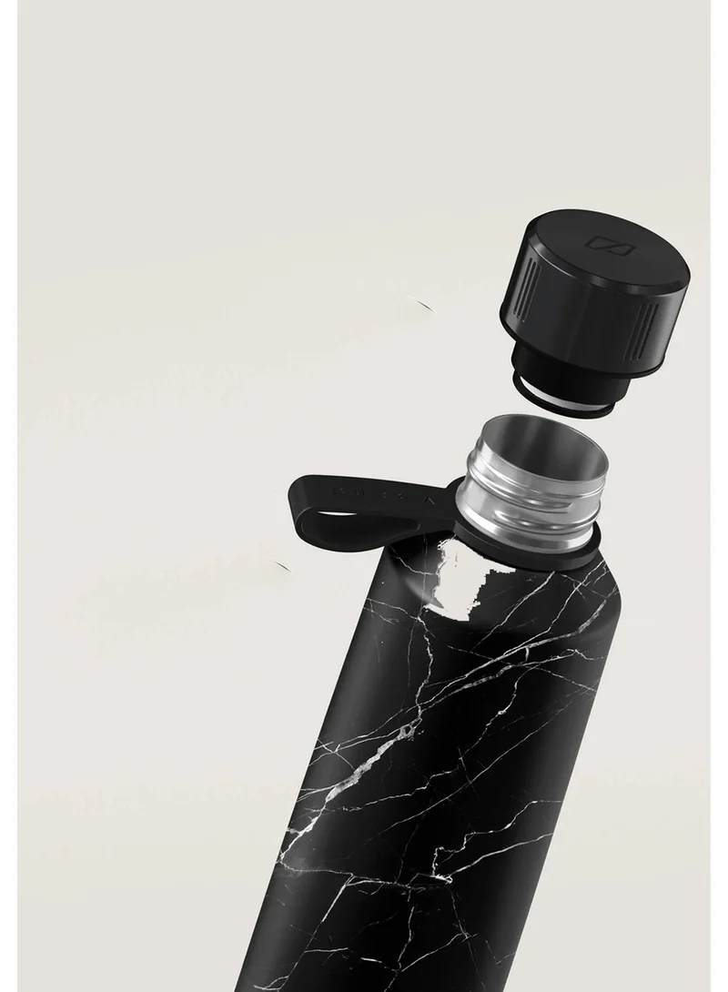 BURGA Insulated Water Bottle (17oz) Stylish Stainless Steel Water Bottles Durable Metal Water Bottle Stays Hot or Cold Anti-Slip, Leak-Proof Reusable Water Bottle Black Marble Water Bottle