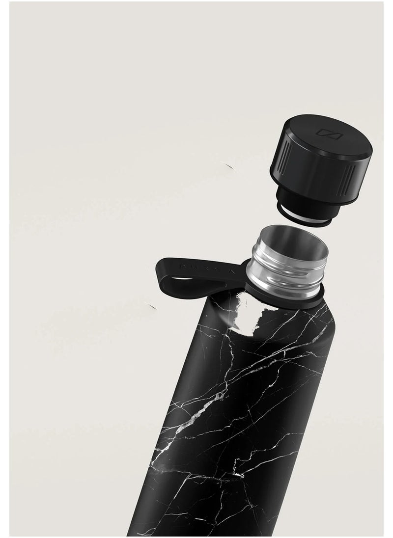 BURGA - Insulated Water Bottle (17oz) Stylish Stainless Steel Water Bottles Durable Metal Water Bottle Stays Hot or Cold Anti-Slip, Leak-Proof Reusable Water Bottle Black Marble Water Bottle - Image 1