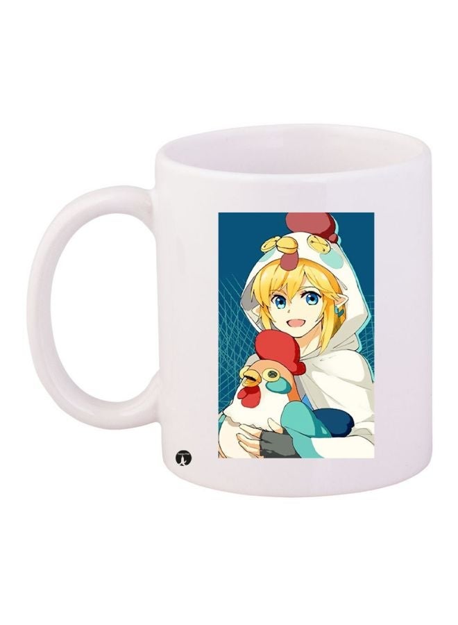 RYN Cartoon Printed Coffee Mug White/Blue/Yellow 11ounce