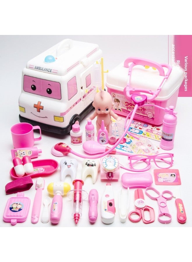 Children's Small Doctor Toy Set Simulation Girl Nurse Injection Boy Stethoscope Medical Kit Play House Toy-Color:Blue Storage Box 41 Pieces - Image 2