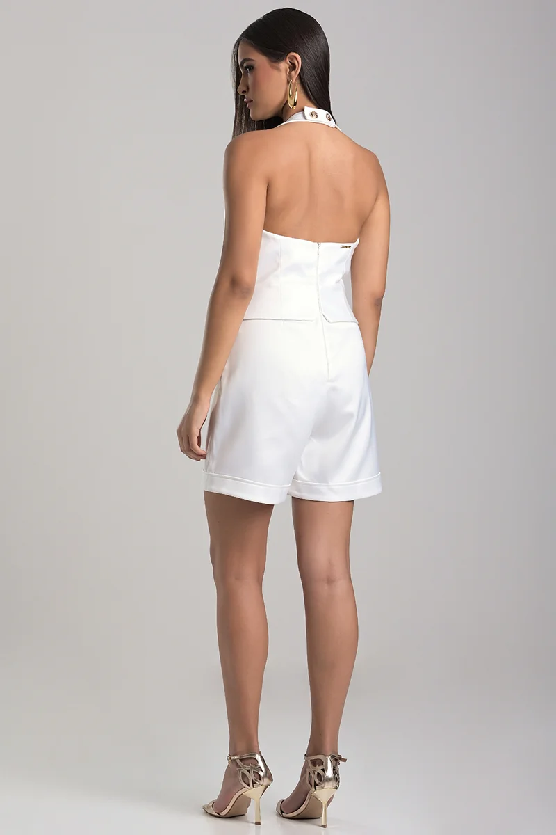 كارمن ستيفنز أوفرول برقبة هالتر بلون أبيض مائل للصفرة