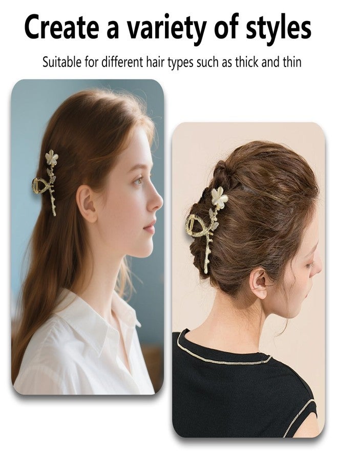 KGCGJVB Fancy Hair Clips for Women Elegant Flower Claw Clip Pretty Metal Beautiful Clamps for Thick Hair Stylish Elegantes Accessory for Girls Non-Slip Ponytail Holder - Image 3