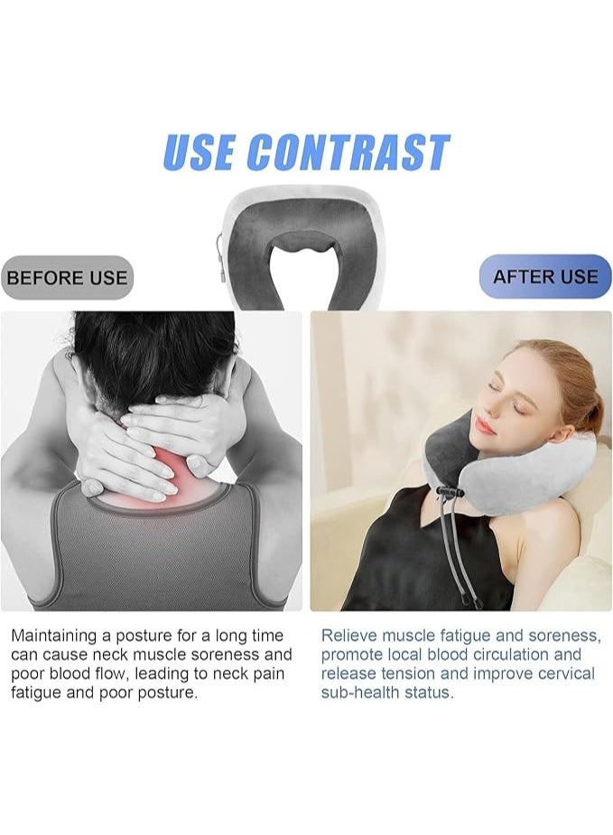 وسادة تدليك الرقبة الكهربائية الذكية للسفر - مخدة فوم الذاكرة (Memory Foam) لدعم الرأس والرقبة - مخدة علاجية لتخفيف الآلام قابلة للشحن للطائرات، القطارات، والسيارات - Image 2