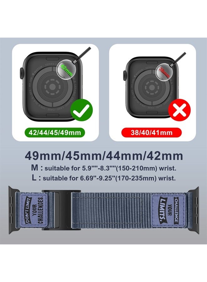 Nylon Bands Compatible with Apple Watch Ultra Band 49mm 45mm 44mm 42mm Men, Rugged Nylon Sport Strap, Adjustable Replacement Loop for Apple Watch Band iWatch Ultra Series 8/7/SE/6/5/4/3/2/1