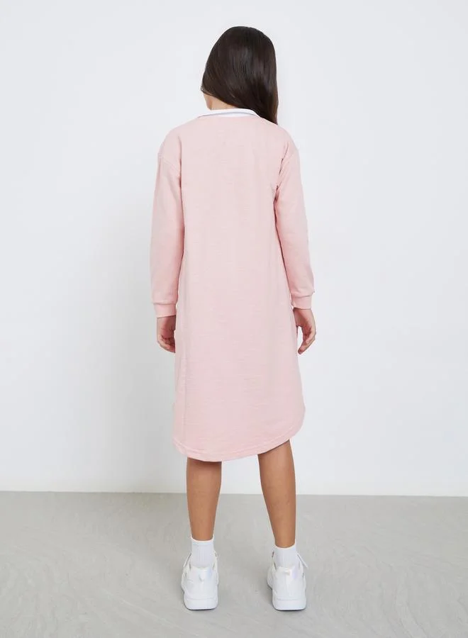 Styli Styli Teens Pink Chicago Print Shirt Dress