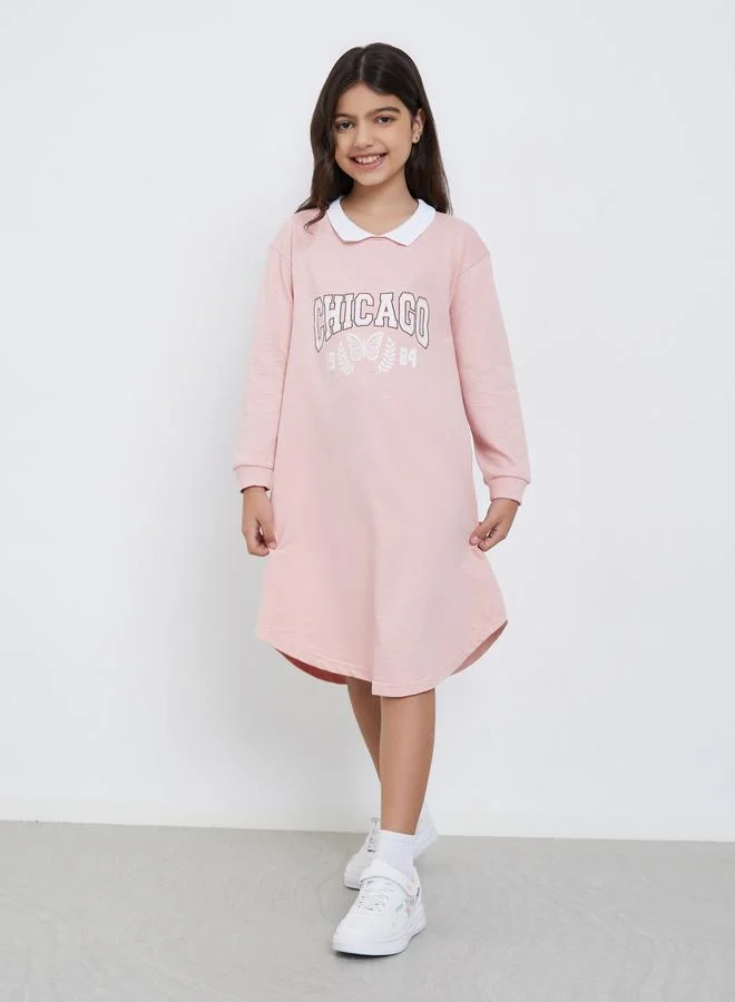 ستايلي فستان بنمط قميص بطبعة شيكاغو