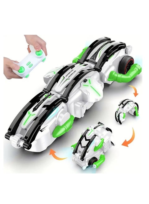Remote Control Stunt Snake Car, 2.4GHz RC Car with One-Click Shape Shifting, 360° Flipping & Rolling, LED Lights, Durable ABS Build, Rechargeable Battery, Outdoor/Indoor Toy for Kids Ages 6-12