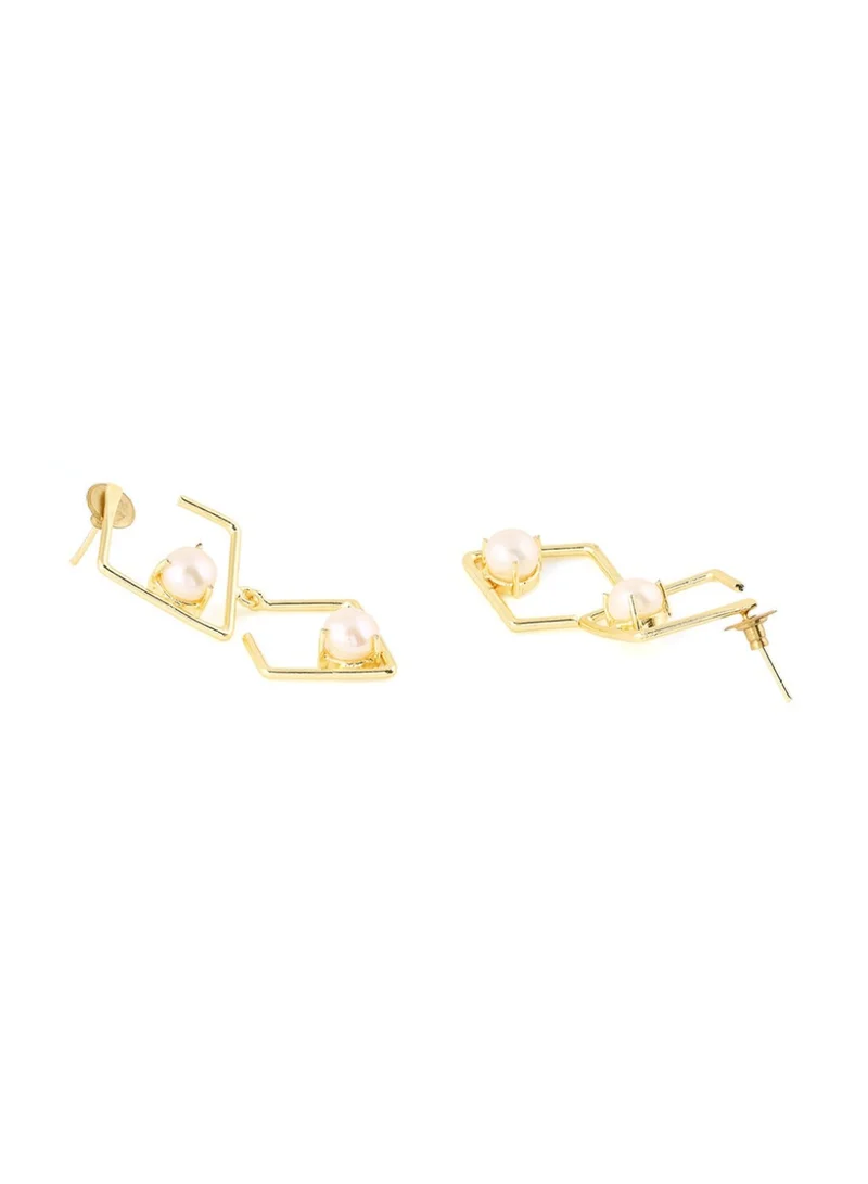 Priyaasi Beaded Geometric Drop Earrings