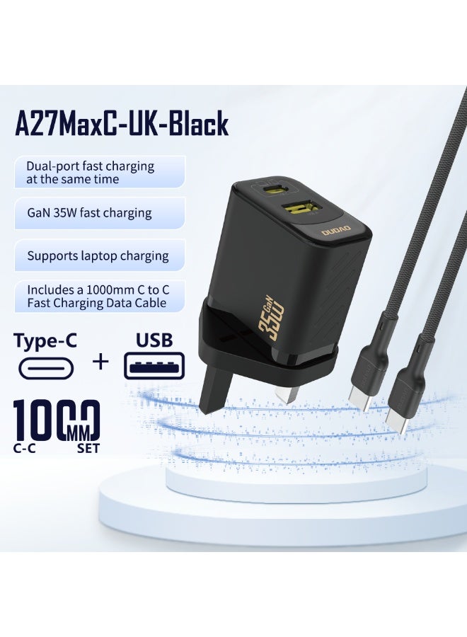 DUDAO A27MaxUK-B PD+QC35W USB-A+C STANDARD CHARGER ONLY - Image 2