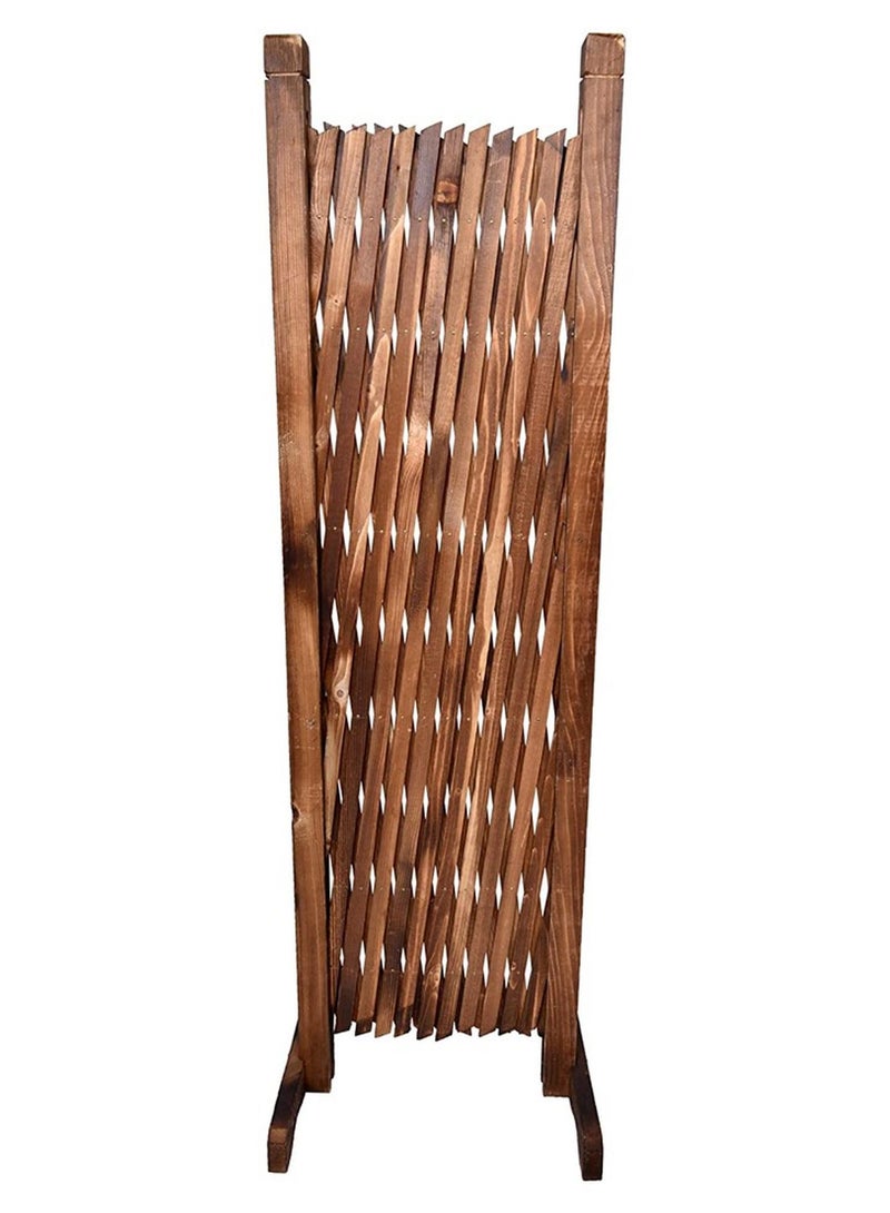 LINGWEI Wooden Freestanding Trellis Fence Expandable Garden Fence Brown - Image 1