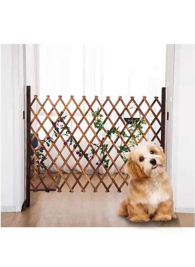 LINGWEI - Wooden Freestanding Trellis Fence Expandable Garden Fence Brown - Image 1