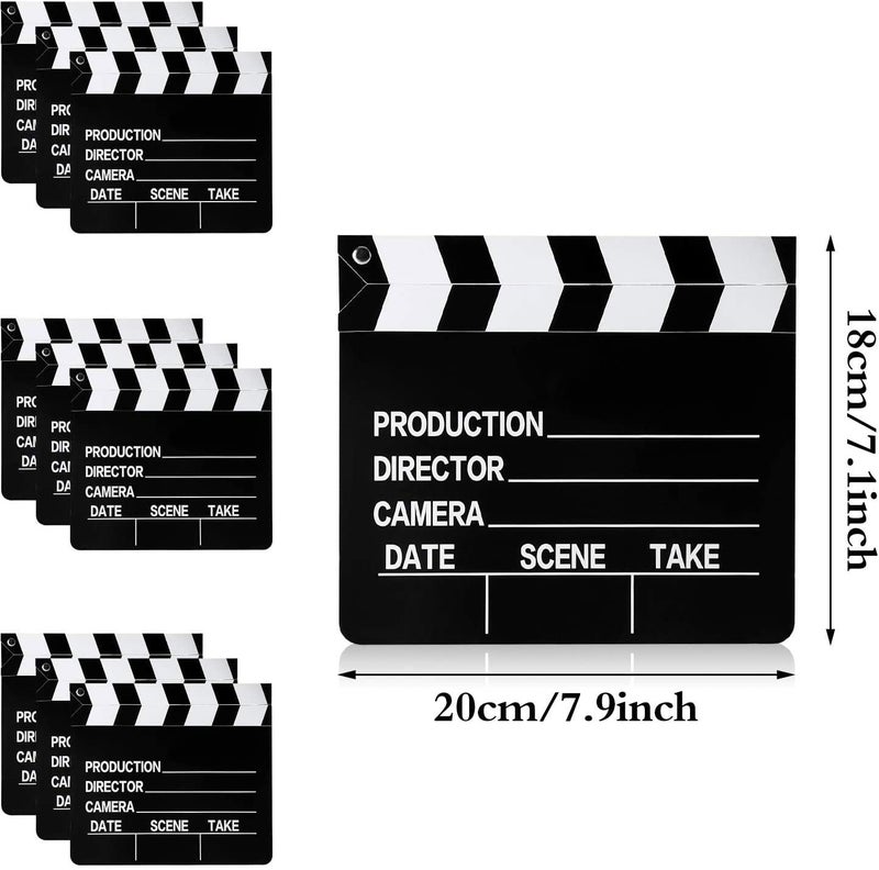 BBTO 10 Pieces Movie Film Clap Board 7 x 8 Inch Cardboard Movie Clapboard Directors Clapper Writable Cut Action Scene Board for Movies Films Photo PropsSingleSided PrintingBlack and White - Image 3