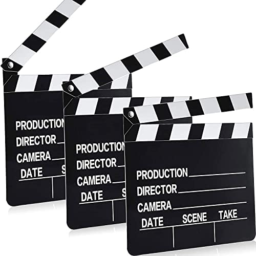 BBTO 10 Pieces Movie Film Clap Board 7 x 8 Inch Cardboard Movie Clapboard Directors Clapper Writable Cut Action Scene Board for Movies Films Photo PropsSingleSided PrintingBlack and White - Image 1