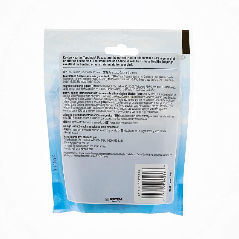 Kaytee Fiesta Healthy Toppings Papaya Bits For All Pet Birds, 2.5-Oz Bag - Image 2